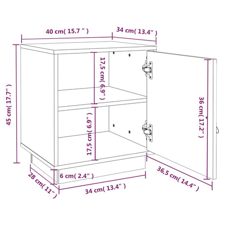 Bedside Cabinet 40X34X45 Cm Solid Wood Pine