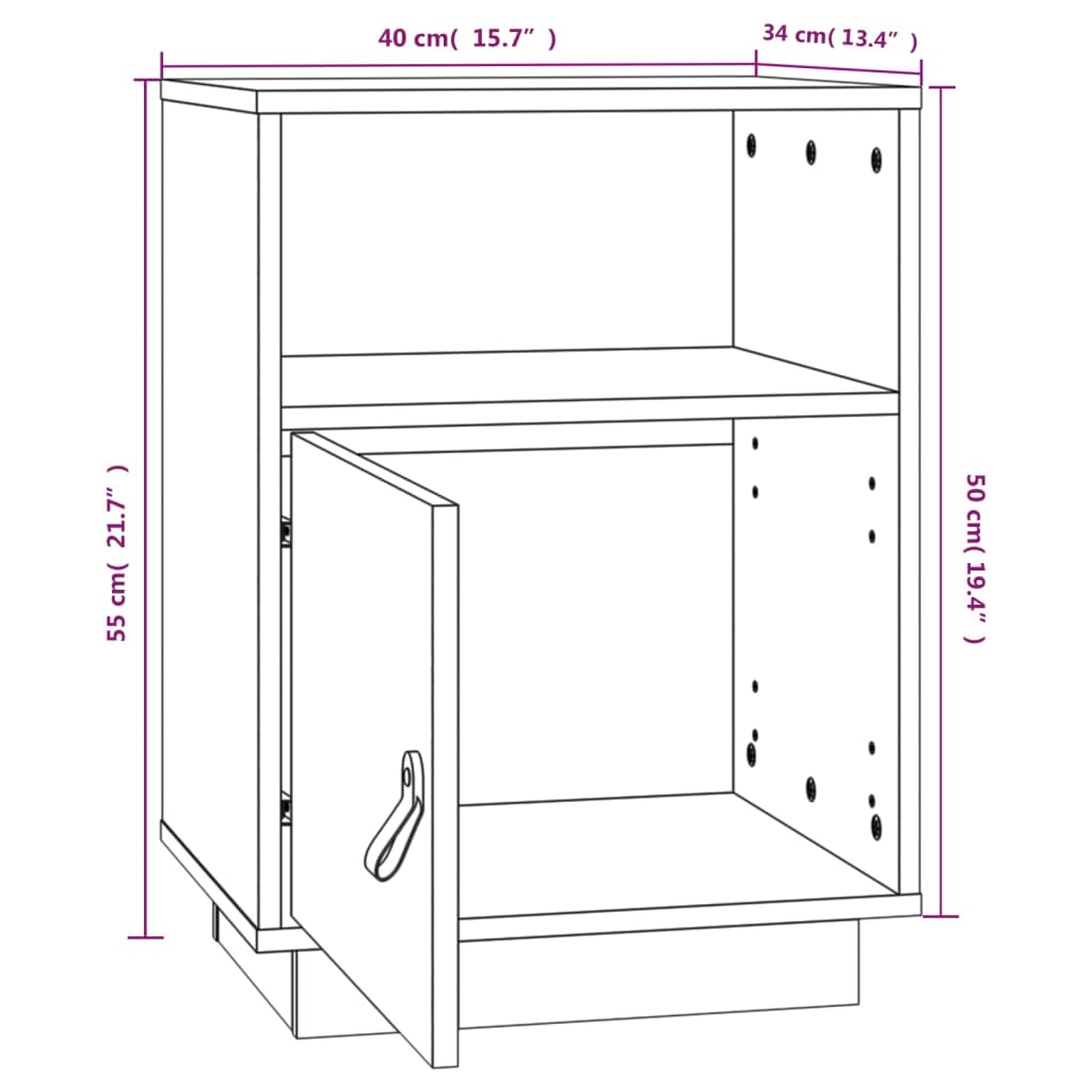 Bedside Cabinet 40X34X55 Cm Solid Wood Pine