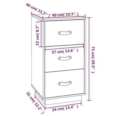 Bedside Cabinet 40X40X75 Cm Solid Wood Pine