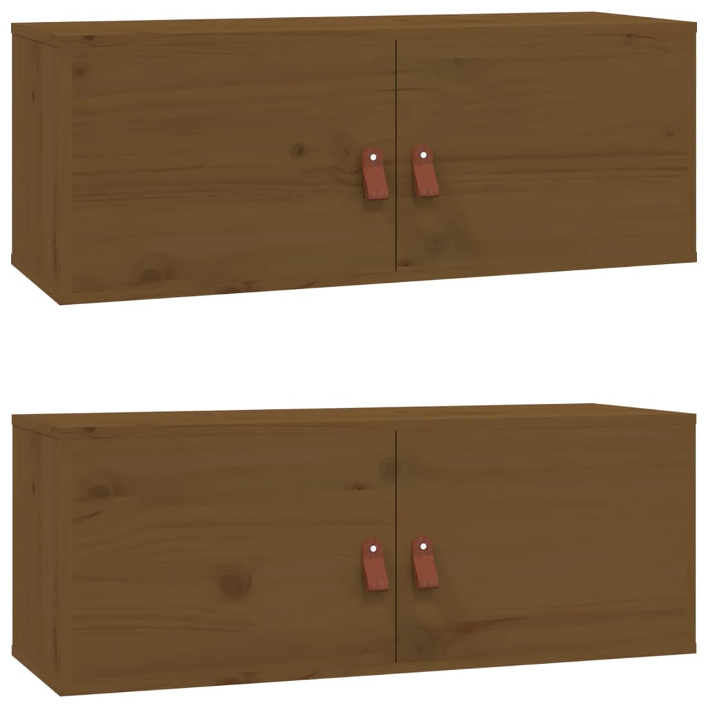 Wall Cabinets 2 Pcs 80X30X30 Cm Solid Wood Pine