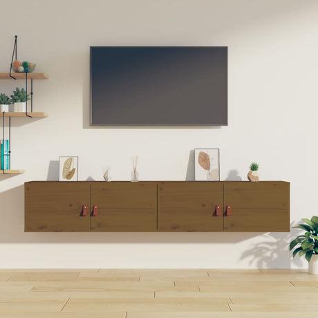 Wall Cabinets 2 Pcs 80X30X30 Cm Solid Wood Pine