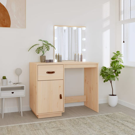 Dressing Table With Led 95X50X133.5 Cm Solid Wood Pine