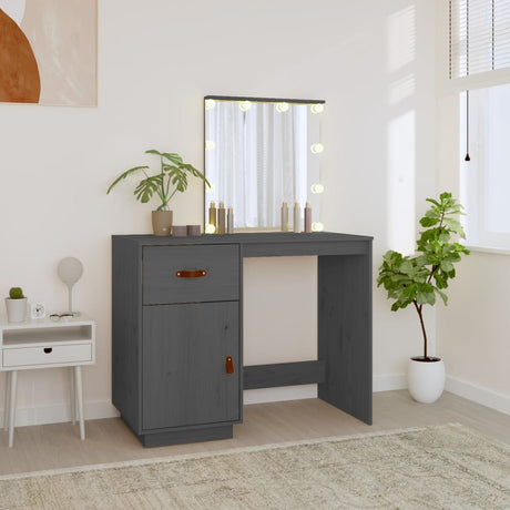 Dressing Table With Led 95X50X133.5 Cm Solid Wood Pine