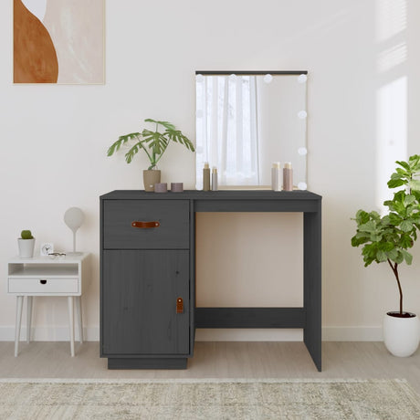 Dressing Table With Led 95X50X133.5 Cm Solid Wood Pine