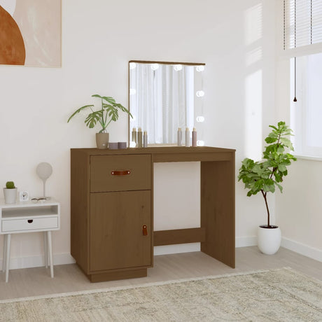 Dressing Table With Led 95X50X133.5 Cm Solid Wood Pine