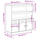Highboard 100X40X108.5 Cm Solid Wood Pine