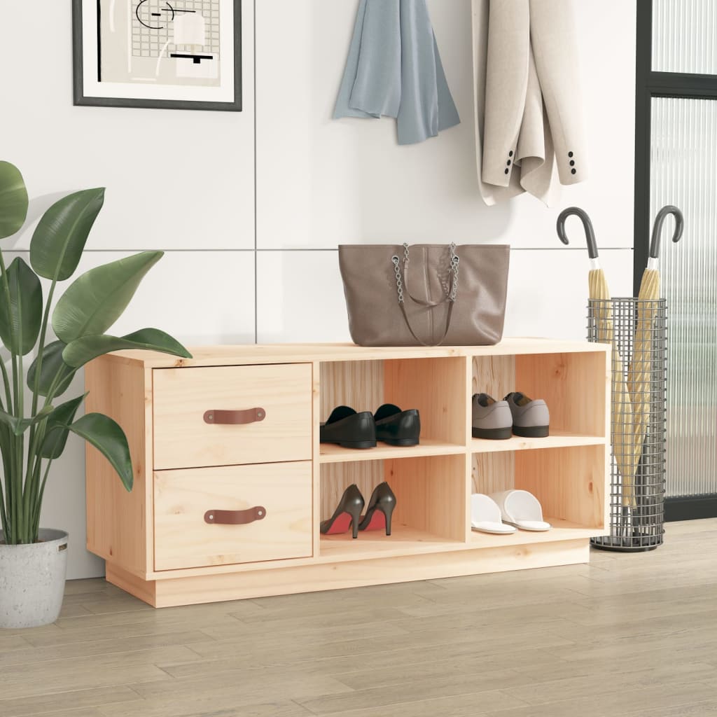 Shoe Bench 100X34X45 Cm Solid Wood Pine