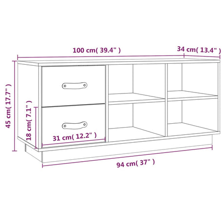 Shoe Bench 100X34X45 Cm Solid Wood Pine