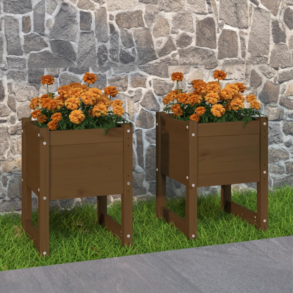 Planters 2 Pcs Solid Wood Pine