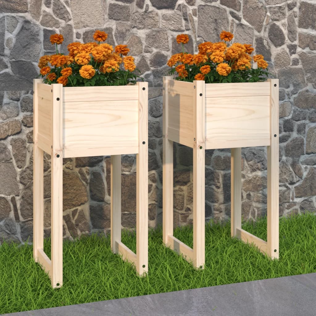 Planters 2 Pcs Solid Wood Pine