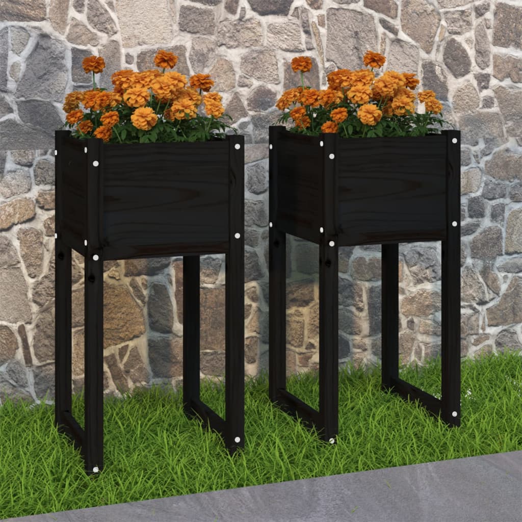 Planters 2 Pcs Solid Wood Pine