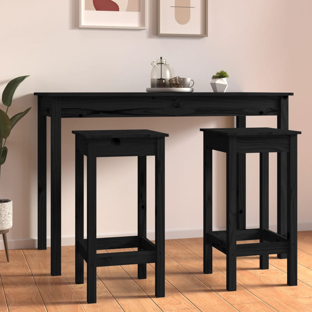 Bar Chairs 2 Pcs Black 40X41.5X112 Cm Solid Wood Pine