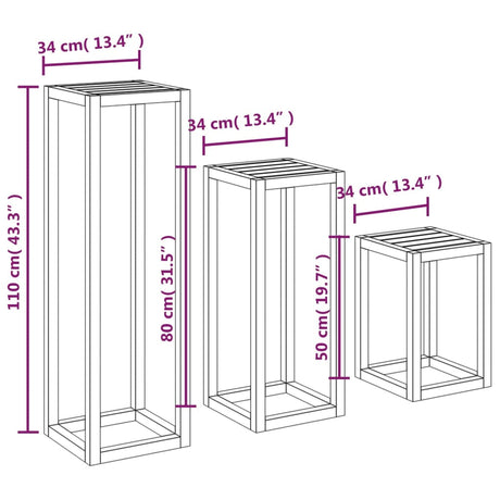 3 Piece Plant Stand Set Solid Wood Pine