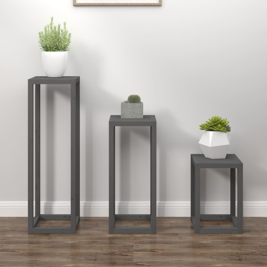 3 Piece Plant Stand Set Solid Wood Pine
