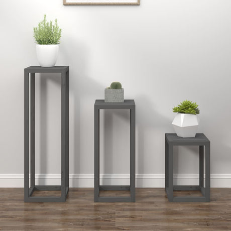 3 Piece Plant Stand Set Solid Wood Pine