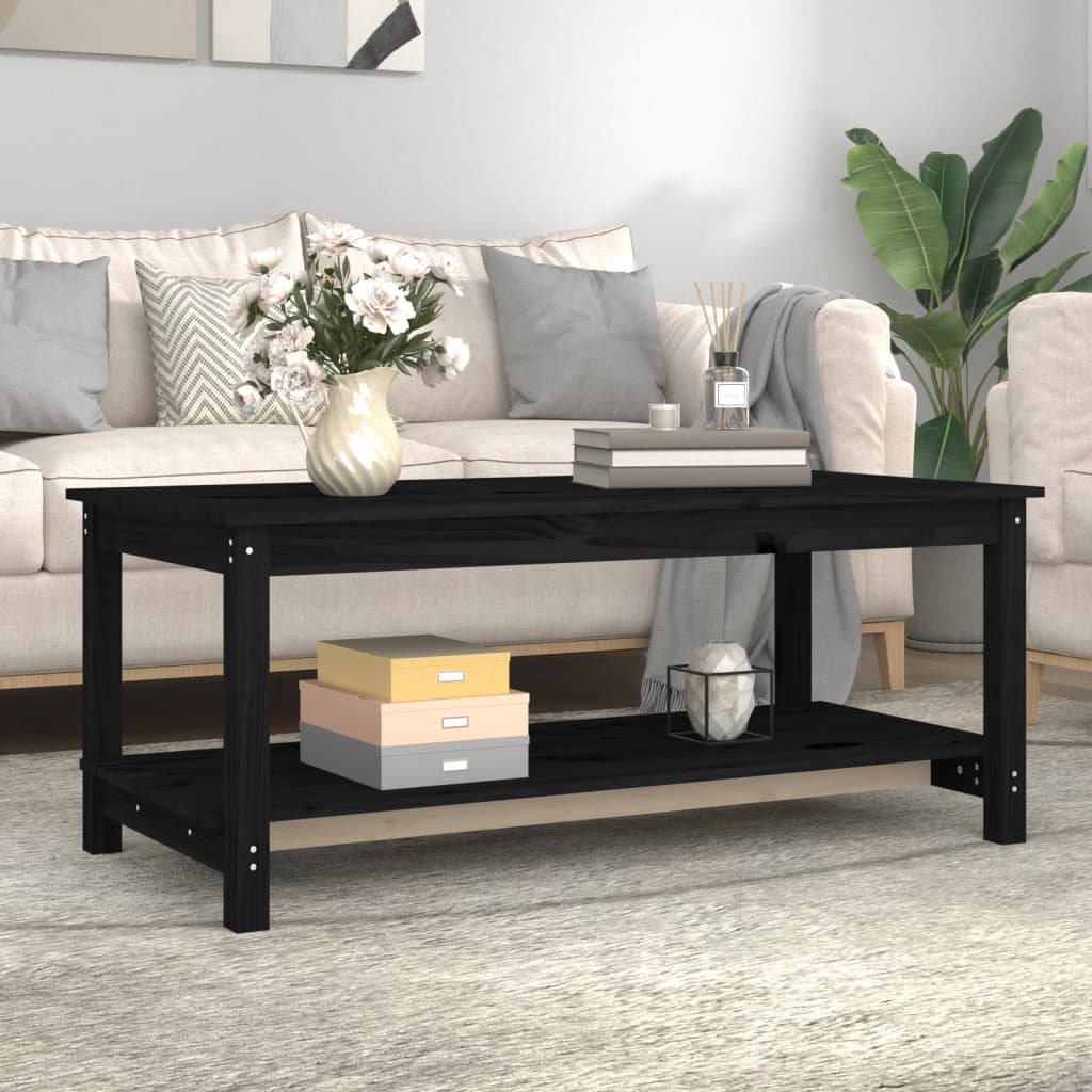 Coffee Table Black 110x55x45 cm Solid Wood Pine