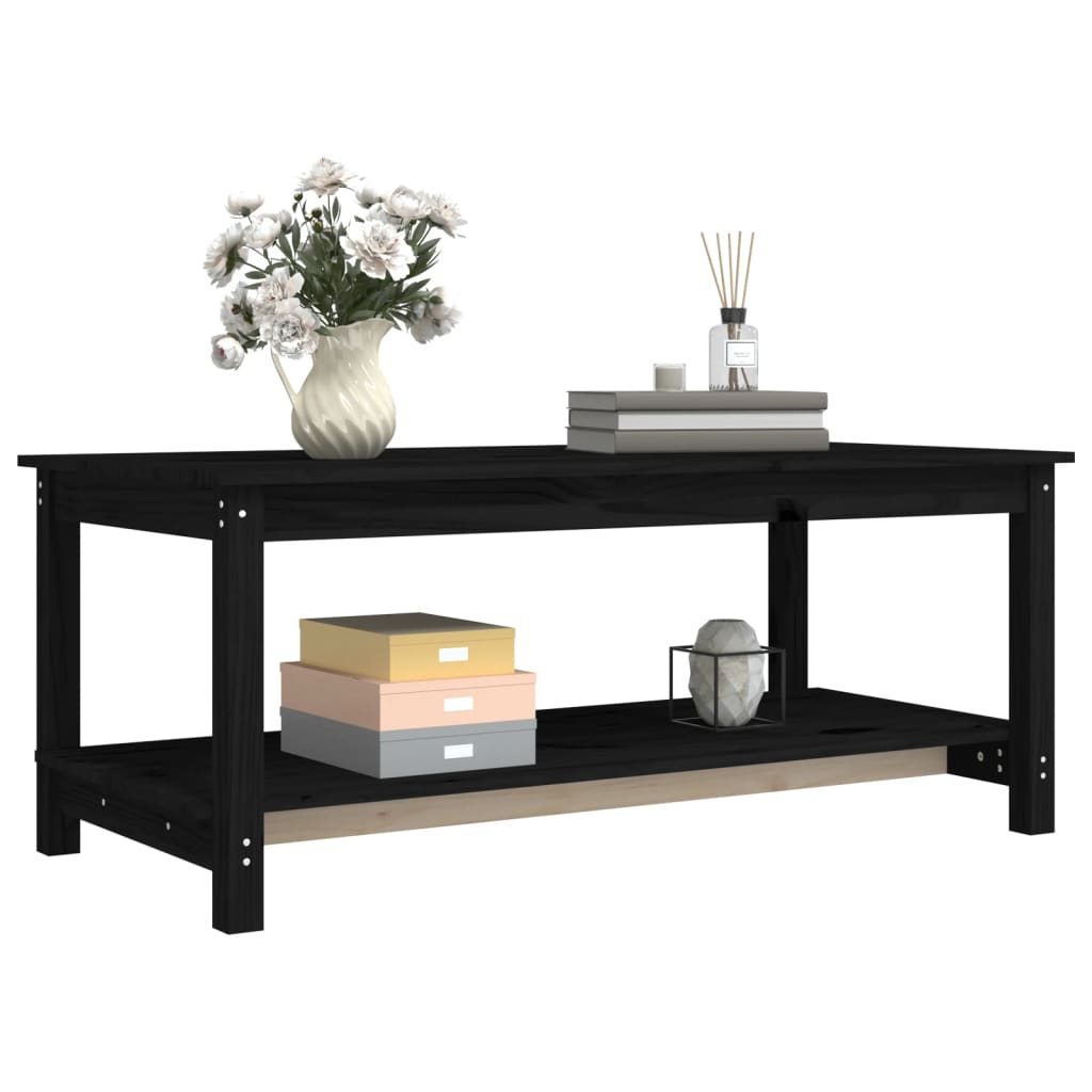 Coffee Table Black 110x55x45 cm Solid Wood Pine