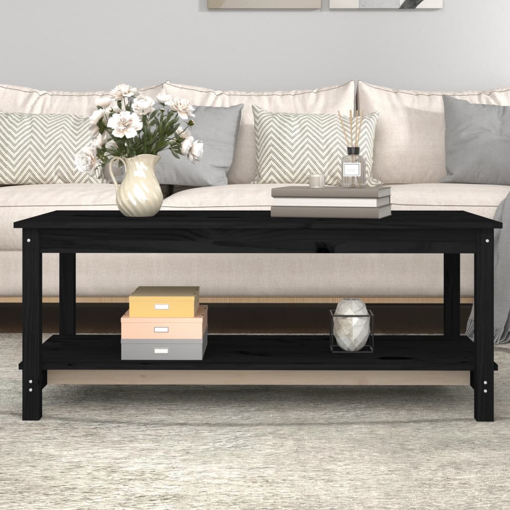 Coffee Table Black 110x55x45 cm Solid Wood Pine