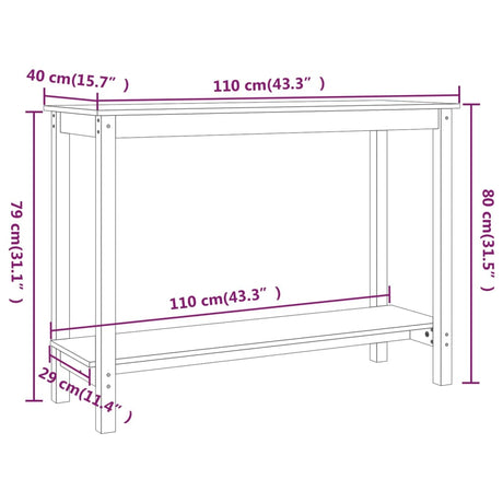 Console Table 110X40X80 Cm Solid Wood Pine