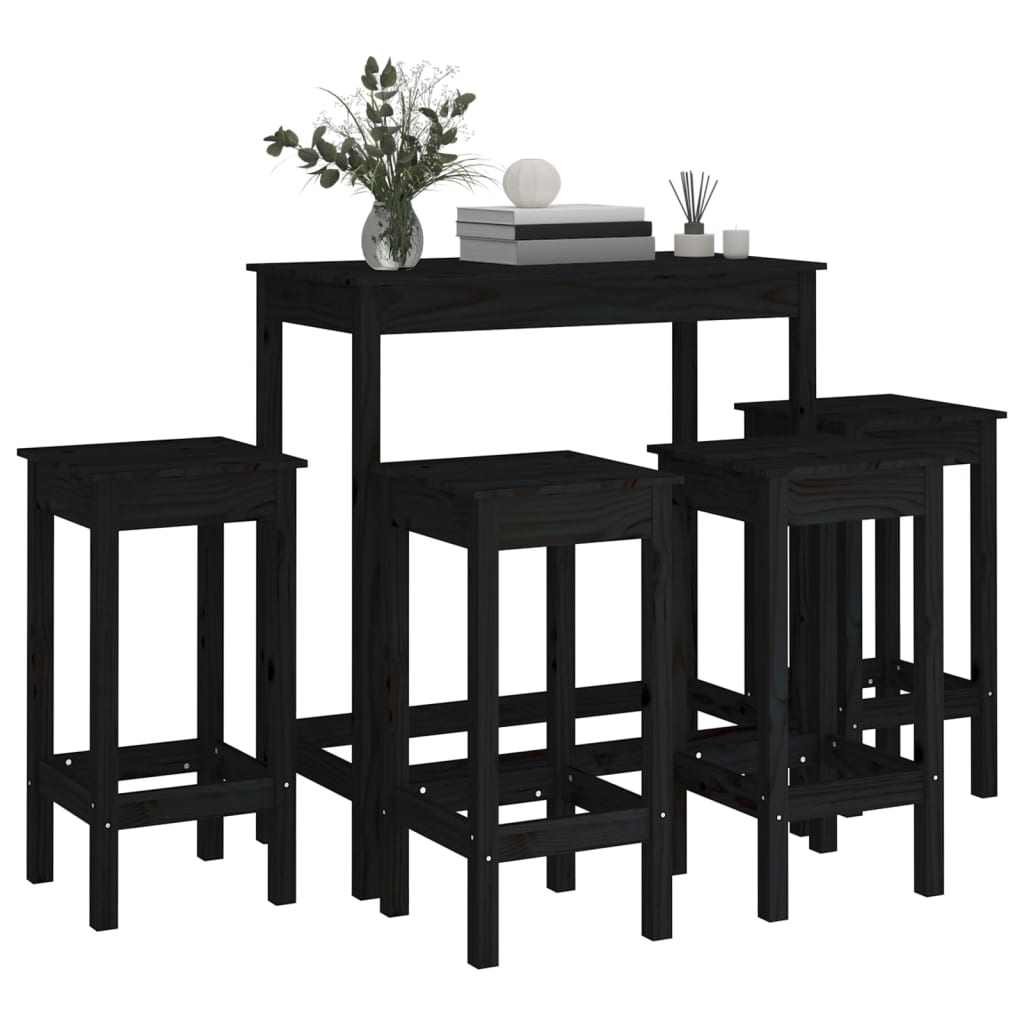 5 Piece Bar Set Solid Wood Pine
