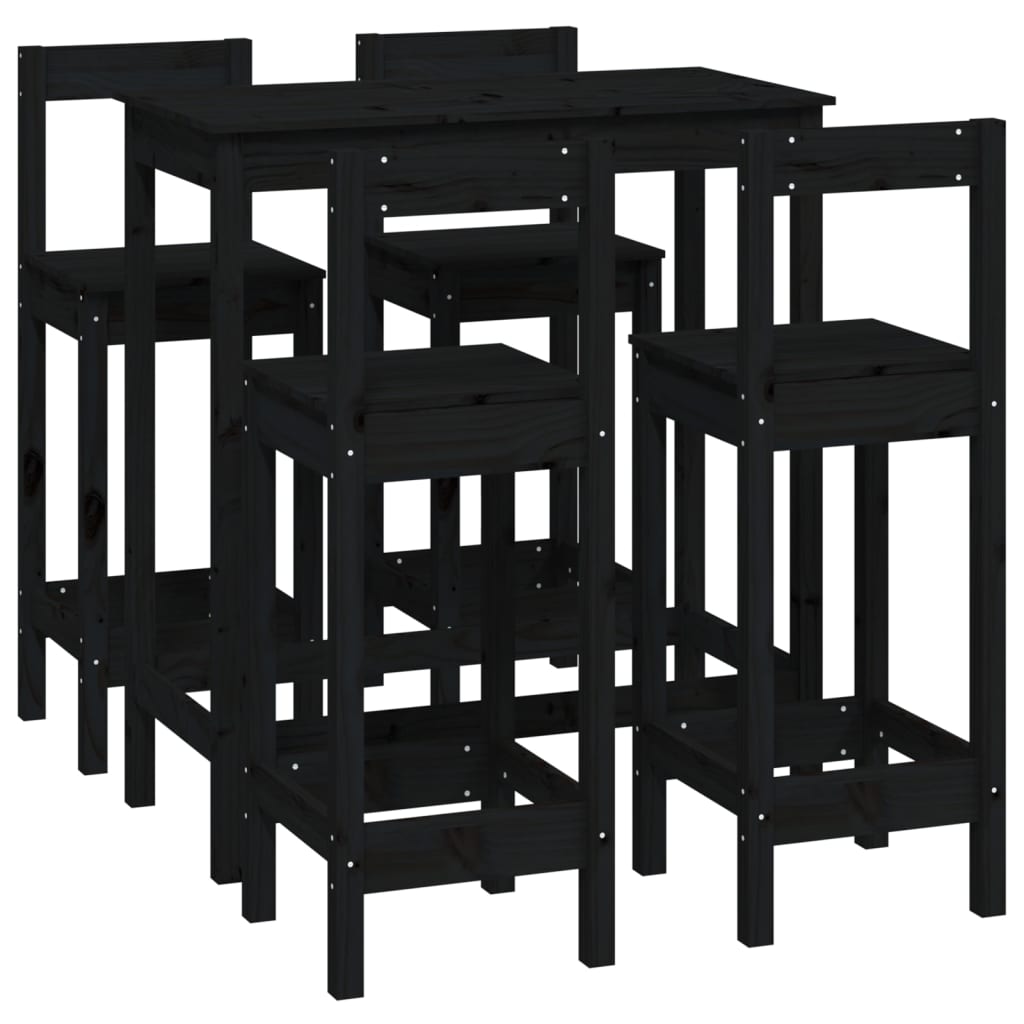 5 Piece Bar Set Solid Wood Pine