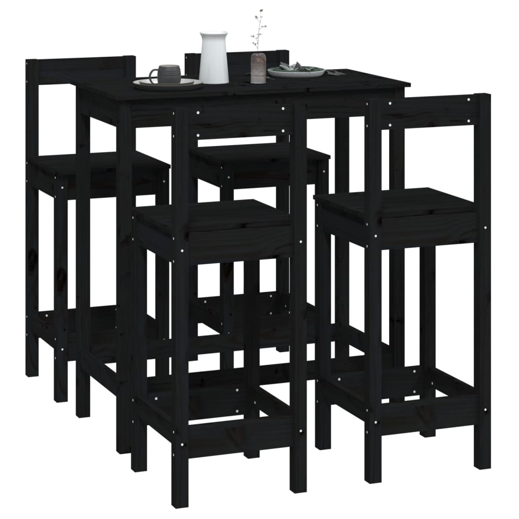 5 Piece Bar Set Solid Wood Pine