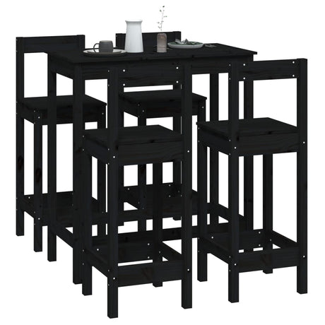 5 Piece Bar Set Solid Wood Pine