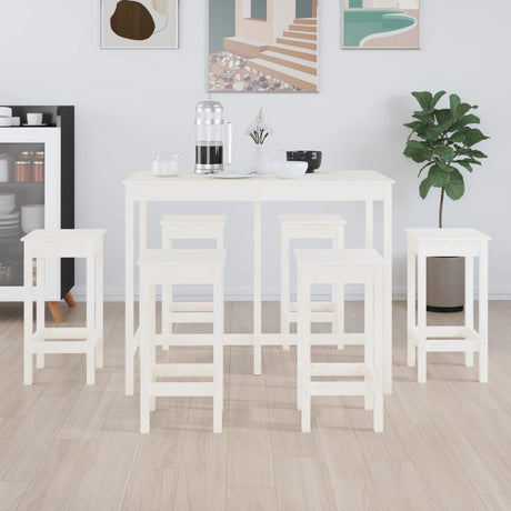 7 Piece Bar Set Solid Wood Pine