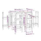 7 Piece Bar Set Solid Wood Pine