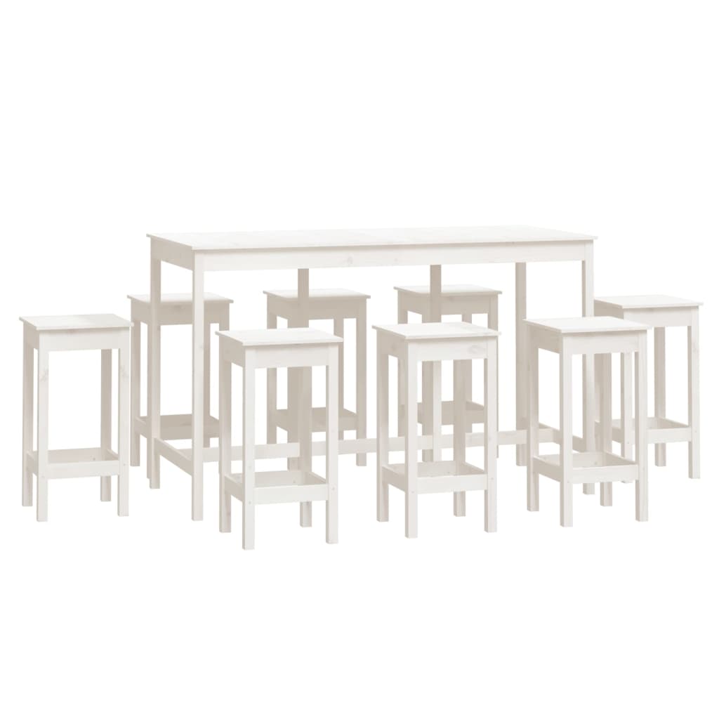 9 Piece Bar Set Solid Wood Pine