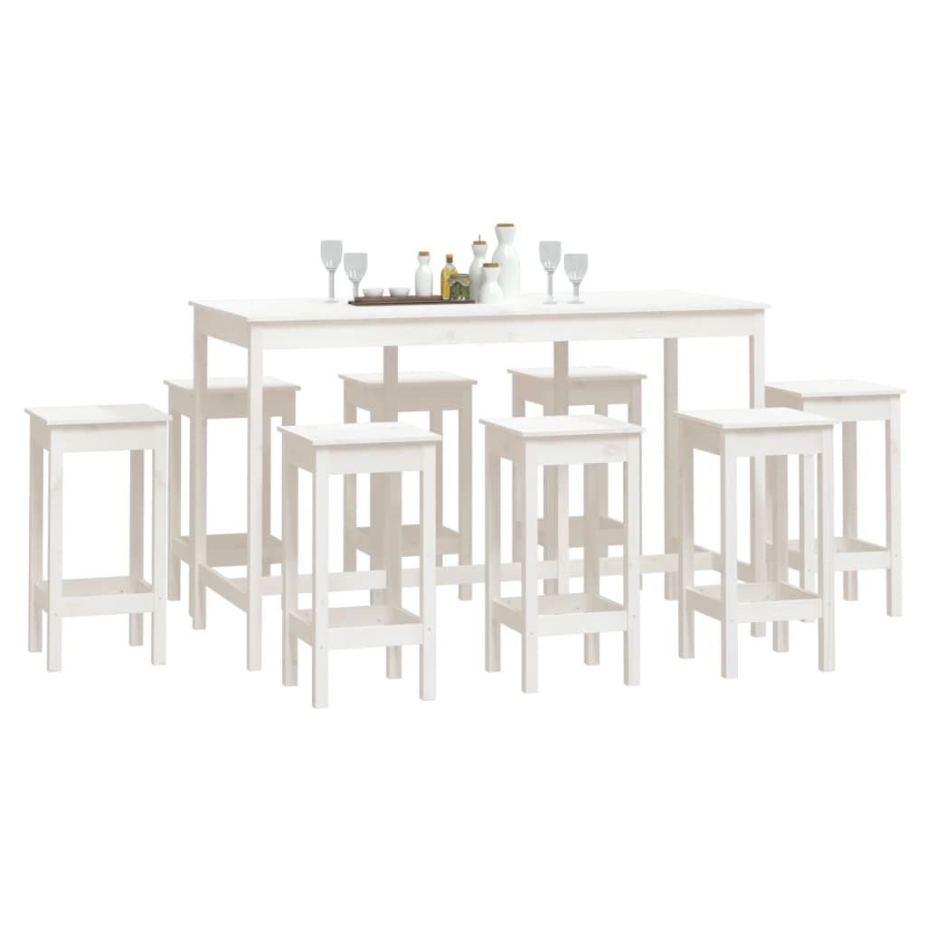 9 Piece Bar Set Solid Wood Pine