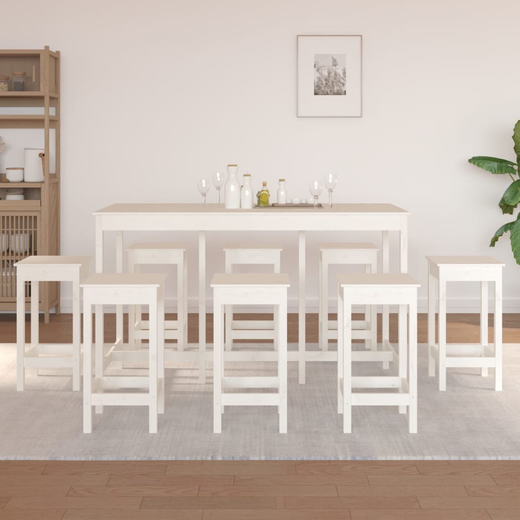 9 Piece Bar Set Solid Wood Pine