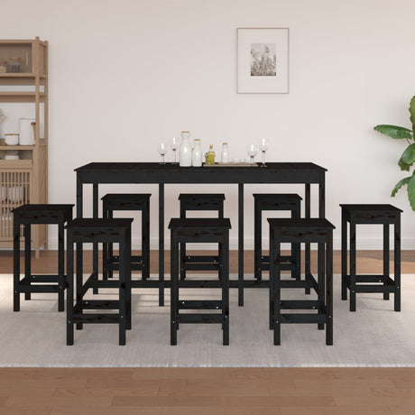 9 Piece Bar Set Solid Wood Pine