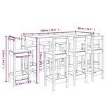 9 Piece Bar Set Solid Wood Pine
