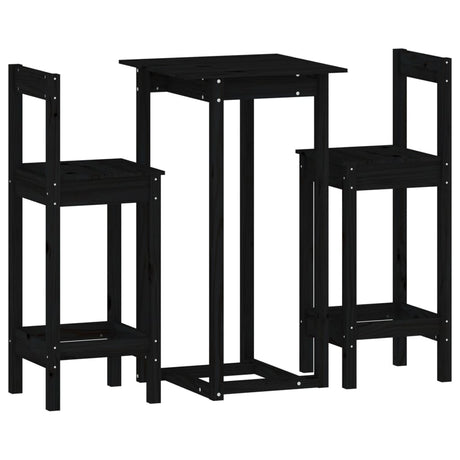 3 Piece Bar Set Solid Wood Pine