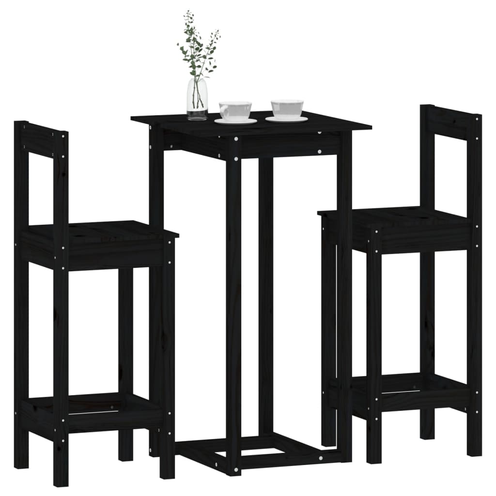 3 Piece Bar Set Solid Wood Pine
