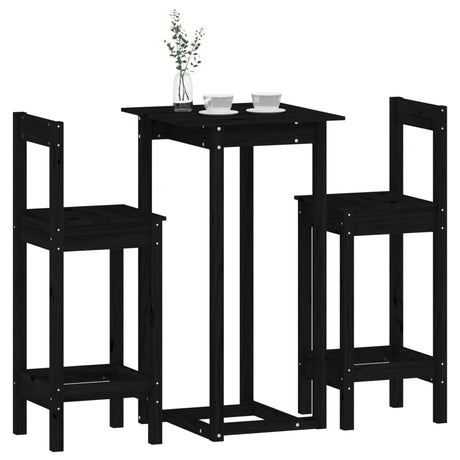 3 Piece Bar Set Solid Wood Pine