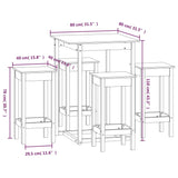 5 Piece Bar Set Solid Wood Pine