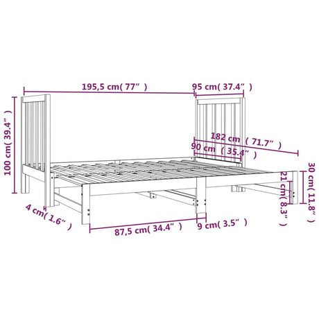 Pull-Out Day Bed Without Mattress 2X(90X190) Cm