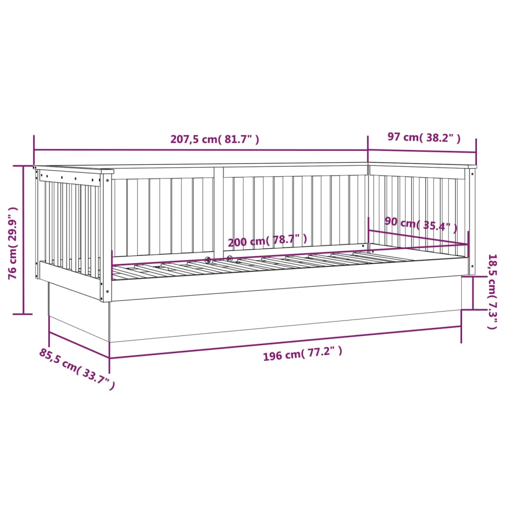 Day Bed Without Mattress Solid Wood Pine