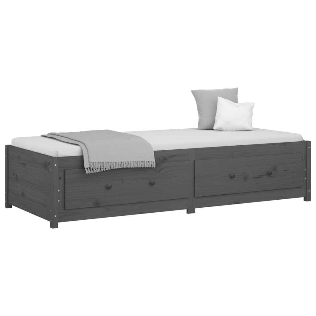 Day Bed without Mattress Grey 90x190 cm Single Single Solid Wood Pine