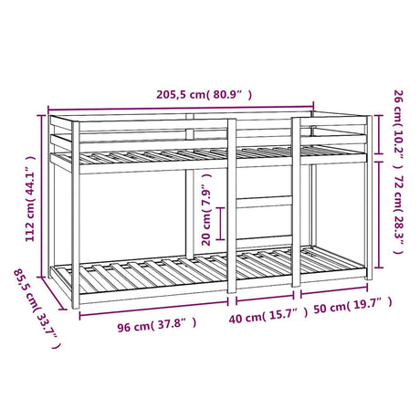 Bunk Bed Without Mattress Solid Wood Pine