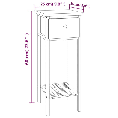 Side Table With Drawer 25X25X60Cm Solid Wood Walnut
