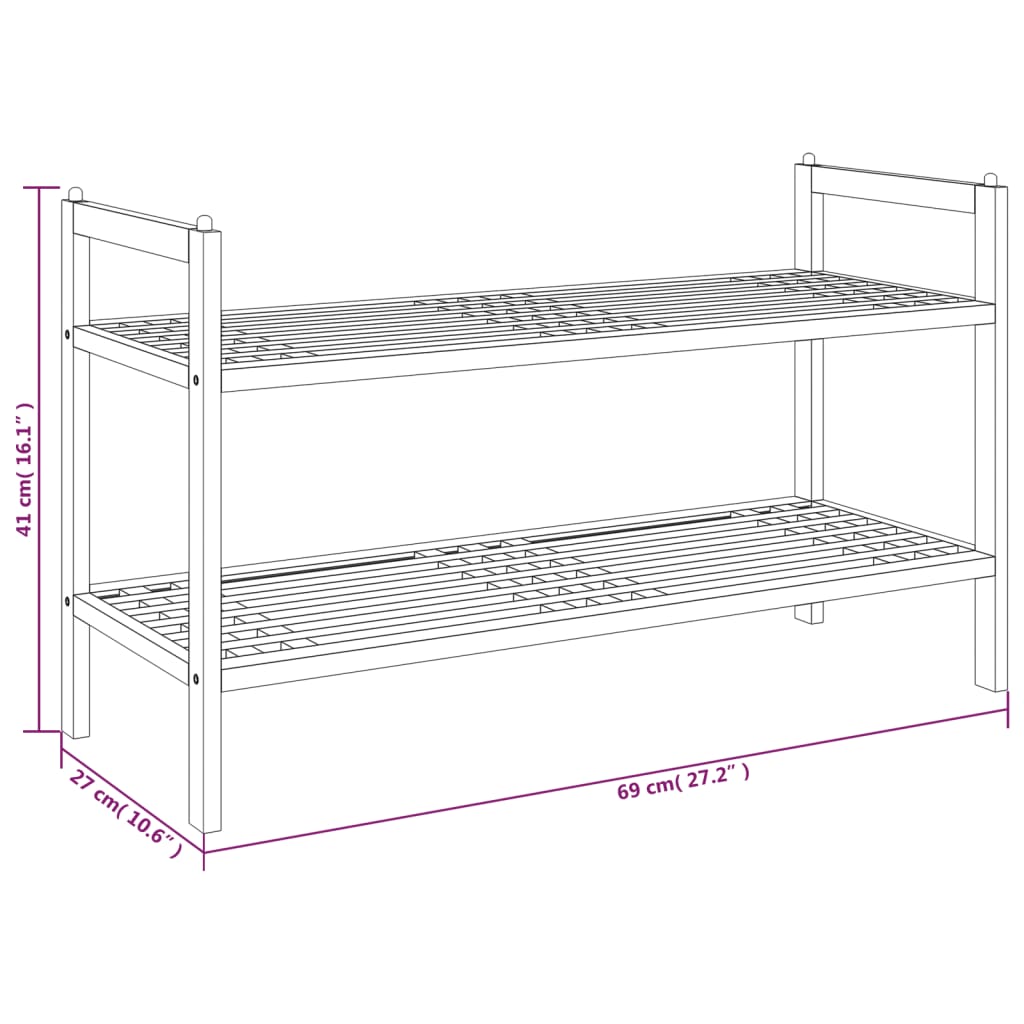 Shoe Rack 69X27X41 Cm Solid Wood Walnut
