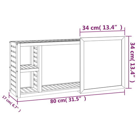 Mirror Cabinet 80X17X34 Cm Solid Wood Walnut