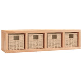Wall Shelf With Baskets 62X18X16 Cm Solid Wood Walnut