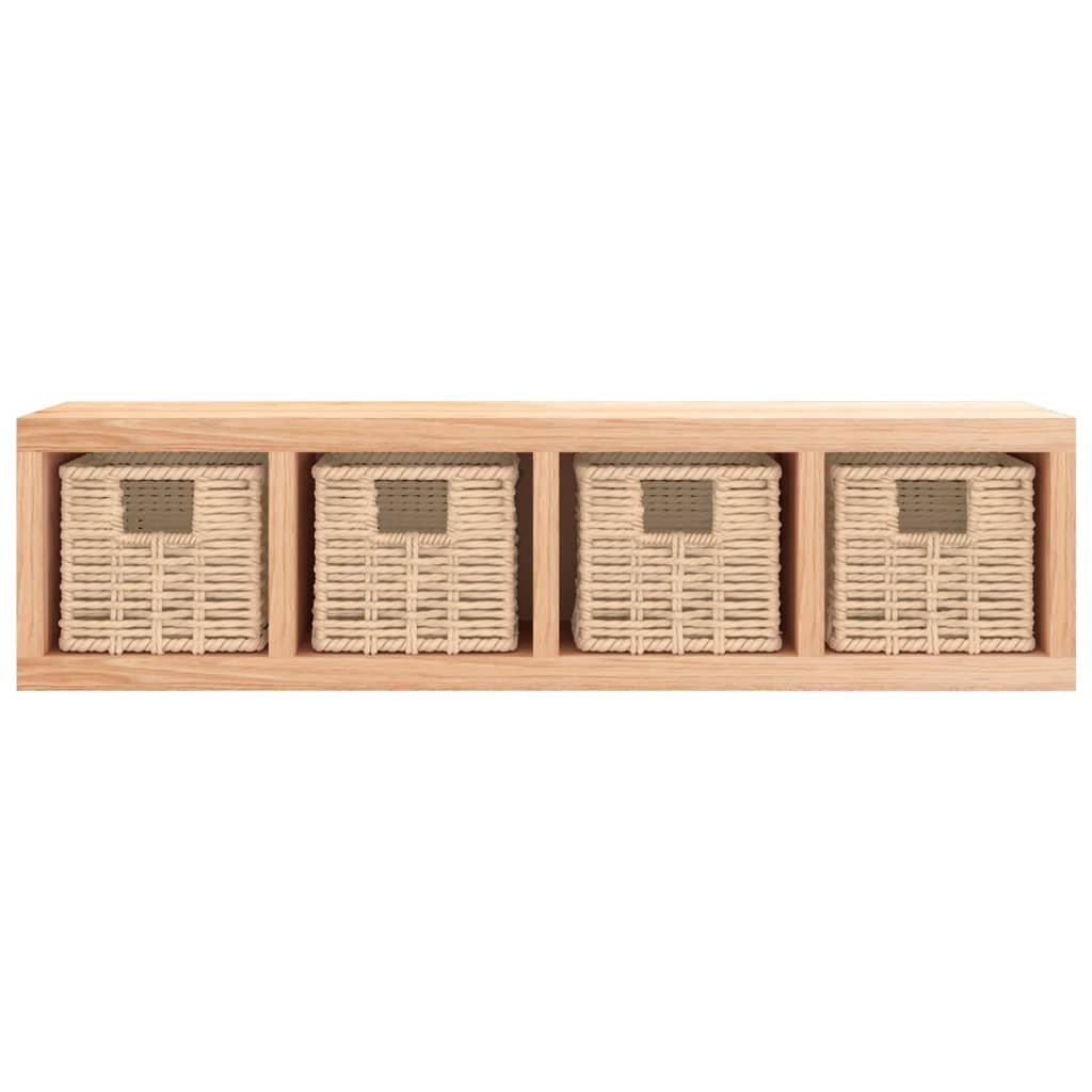 Wall Shelf With Baskets 62X18X16 Cm Solid Wood Walnut