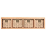 Wall Shelf With Baskets 62X18X16 Cm Solid Wood Walnut