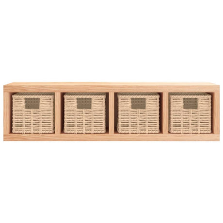 Wall Shelf With Baskets 62X18X16 Cm Solid Wood Walnut