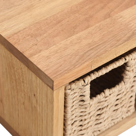 Wall Shelf With Baskets 62X18X16 Cm Solid Wood Walnut